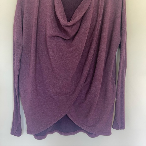 Athleta Purana Wrap Sweatshirt S Spiced Cabernet Pullover Stretch Jersey Knit - Picture 5 of 7